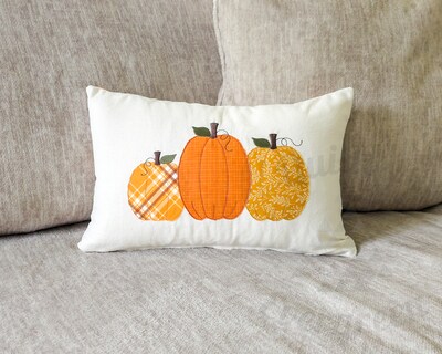 Pumpkin Trio Lumbar Decorative Throw Pillow Cover Pumpkin Trio Lumbar Decorative Throw Pillow Cover